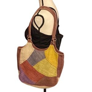 💜💜 EARTH DIVAS Shoulder Bag Burlap Patchwork Earth Colors